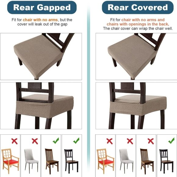8 Dining Room Chair Seat Covers - Rear Covered - Taupe - Brand New - Picture 3 of 7